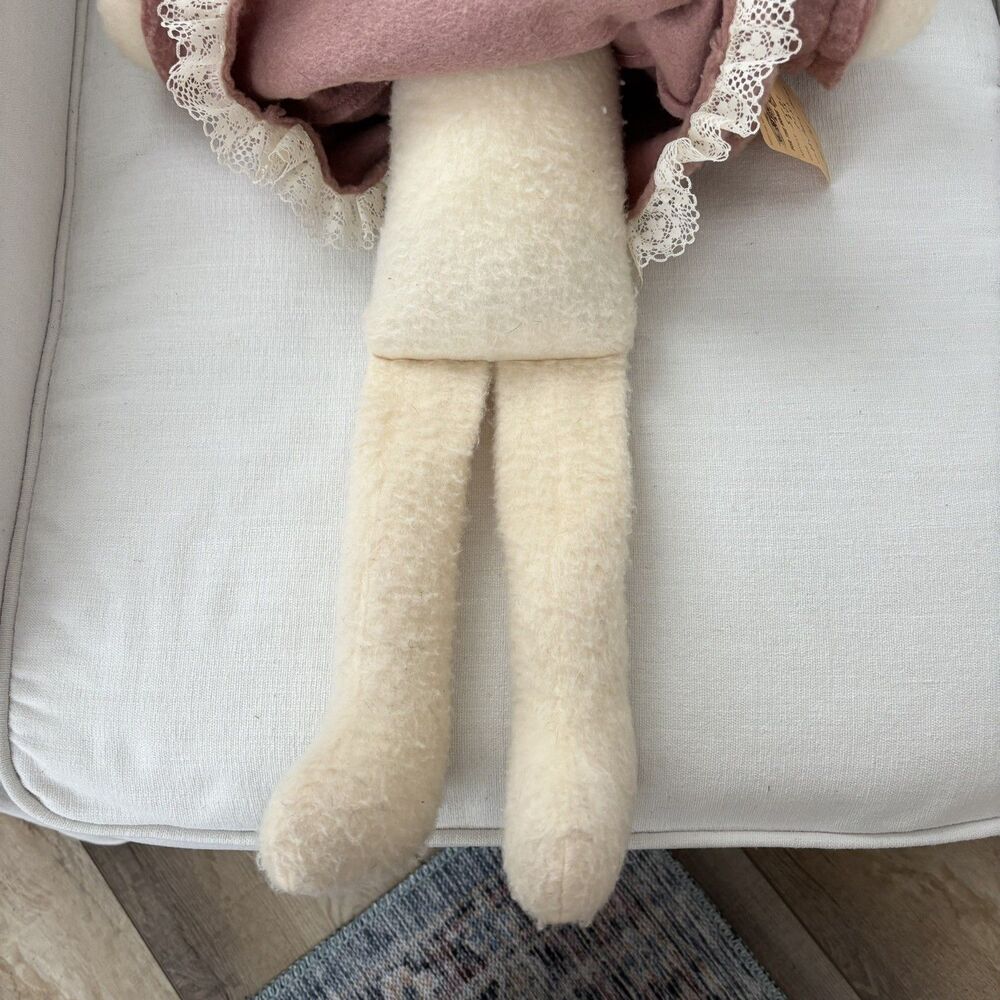 Vintage Handmade Wool Teddy Bear w/ Dress & Hat 23" Soft Stuffed Plush Victoria - Picture 8 of 14